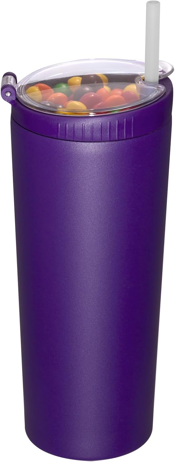 2-in-1 travel coffee mug, water bottle with snack cup