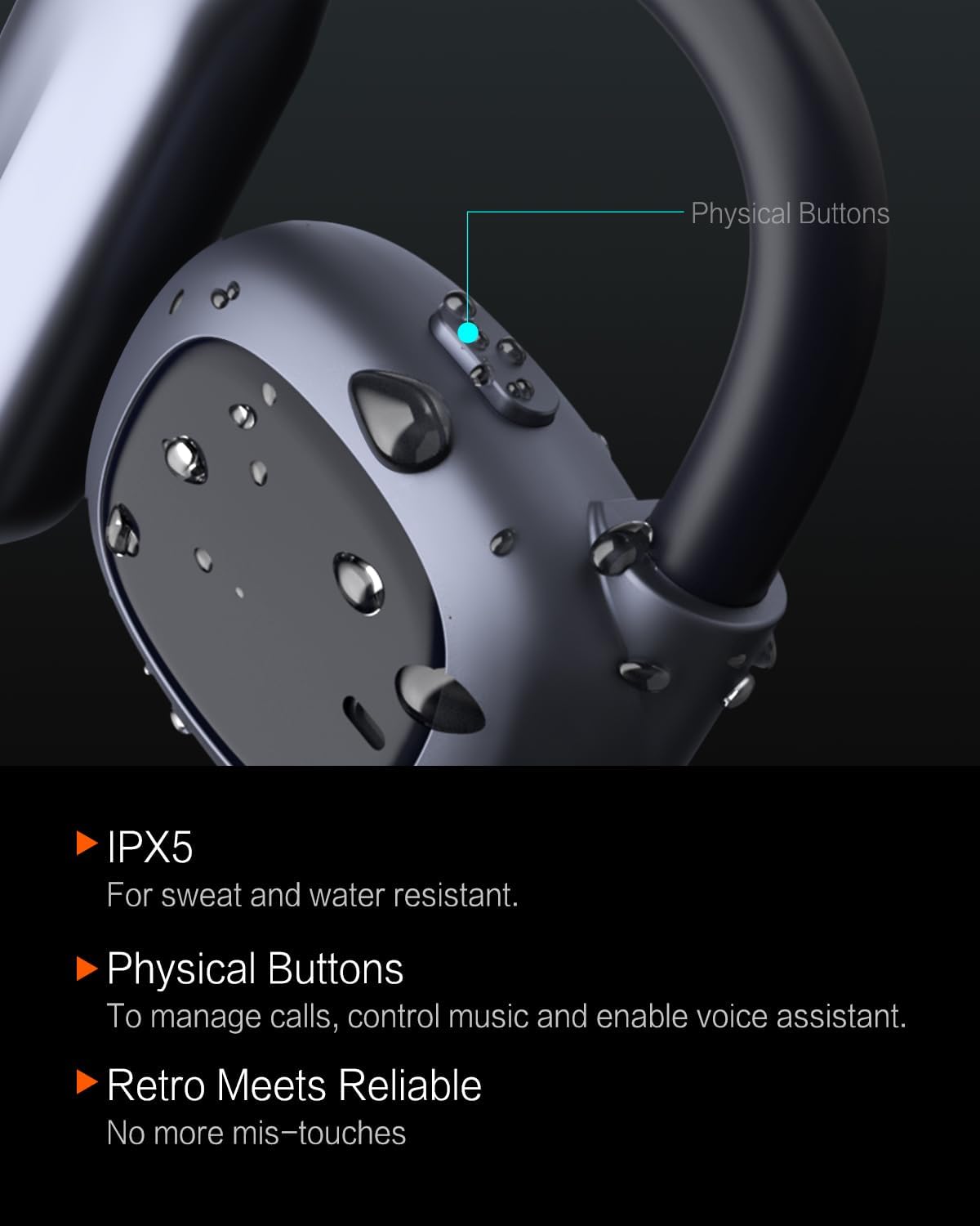 Open Ear Headphones Waterproof, Bluetooth