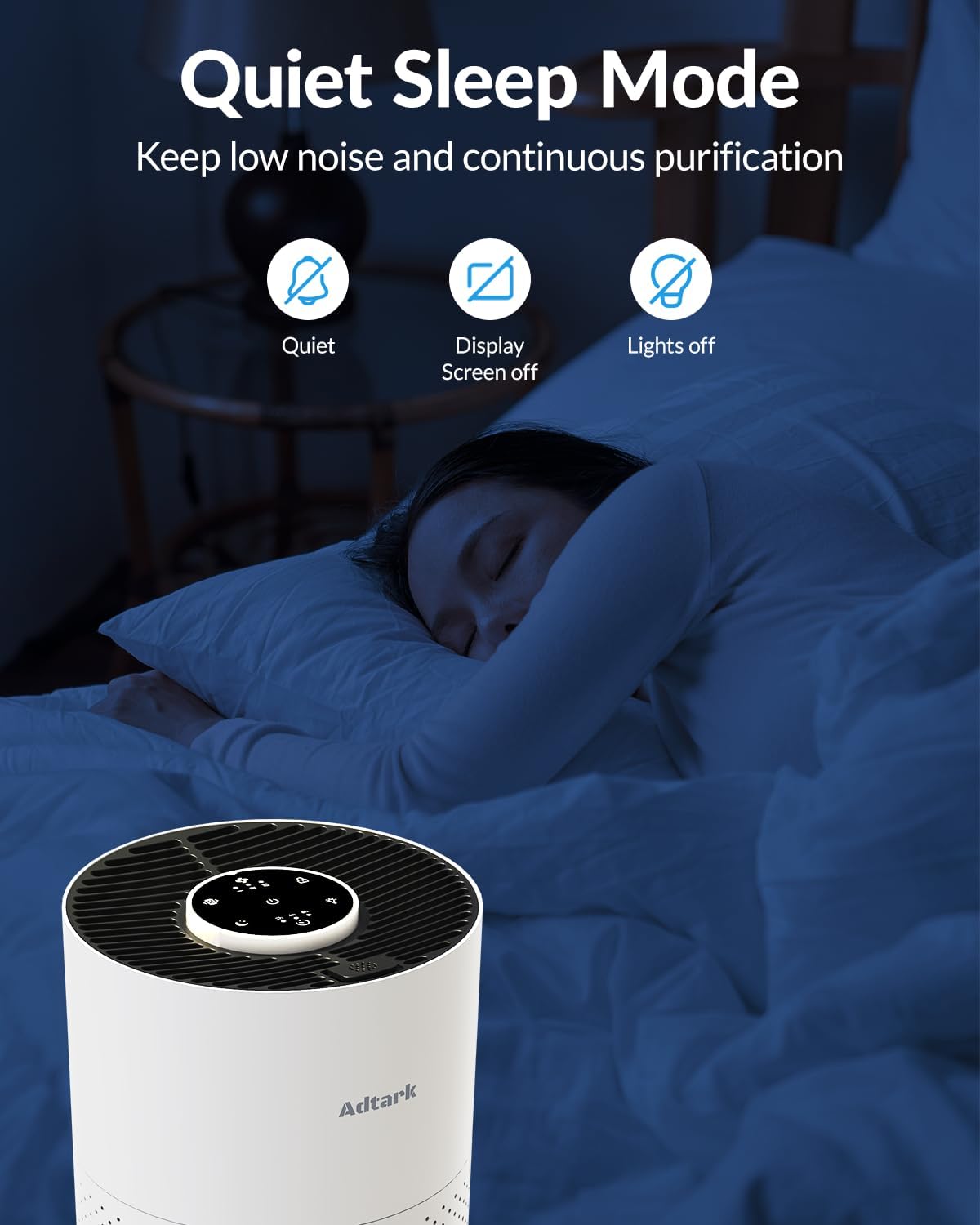 ADTARK Air Purifier with H14 True HEPA 3-in-1 Filter