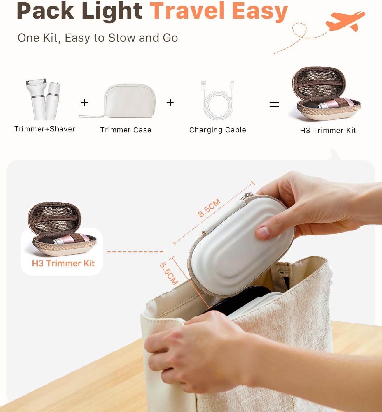 Mini Bikini Trimmer Portable Wet/Dry Shaver, Magnetic Blade, USB-C Rechargeable with Travel Case