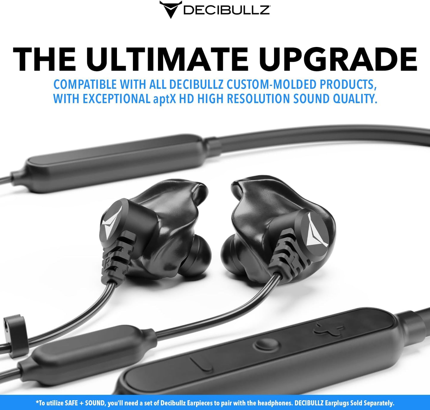 Decibullz Safe + Sound Wireless Bluetooth Headphone Custom Molded