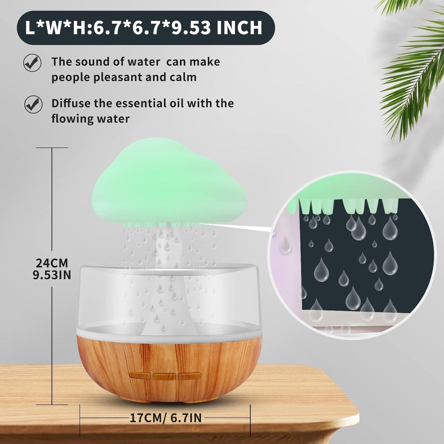 Zen Raining Cloud Night Light Essential Oil Diffuser Micro Humidifier