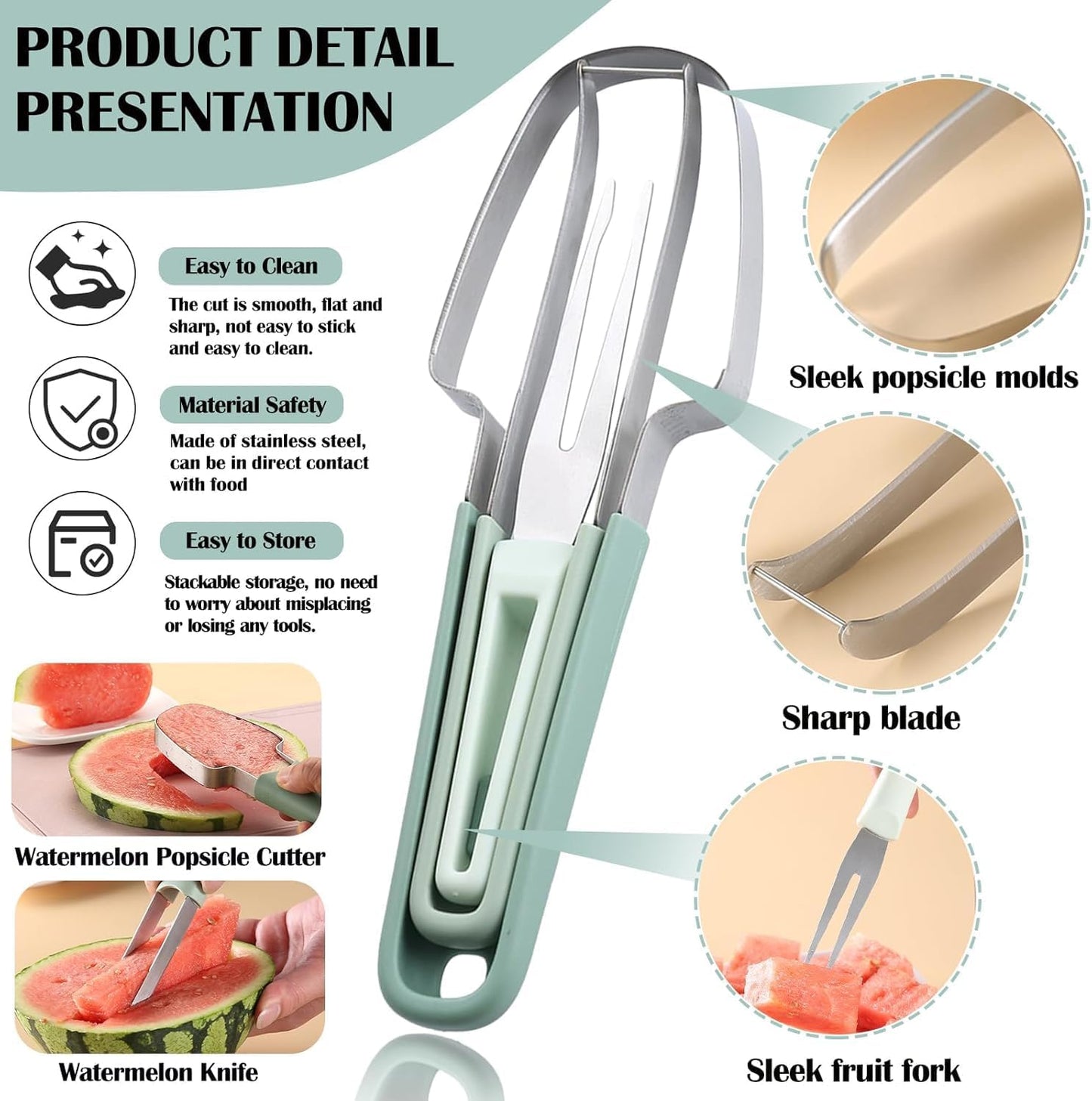 Oleex 3 in 1 Watermelon Cutter Slicer Tool