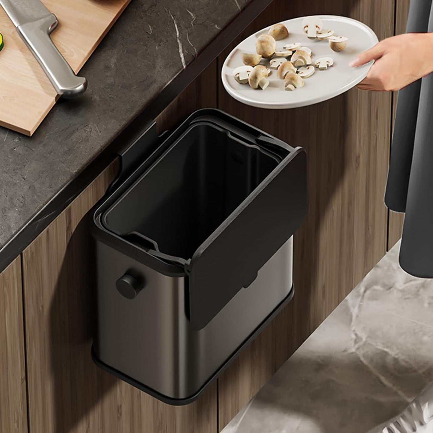 Compost Bin with Lid and Inner Bucket Stainless Steel Indoor Countertop Scrap Container