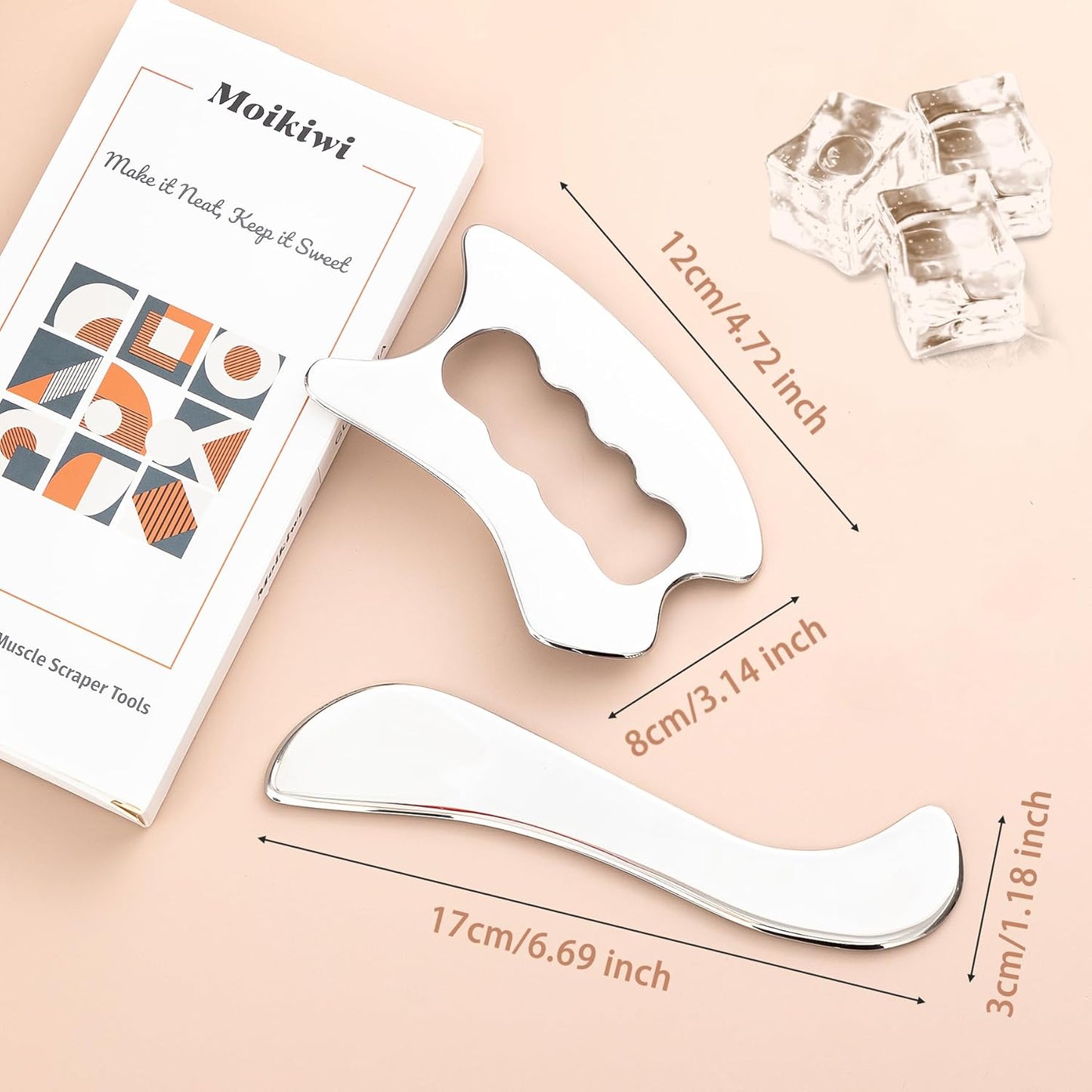 2PCS Gua Sha Tool, Stainless Steel