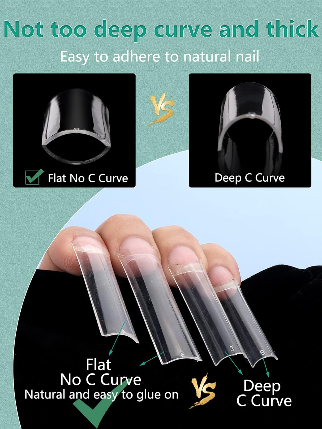 504 PCS No C Curve Clear Nail Tips for Acrylic Nails