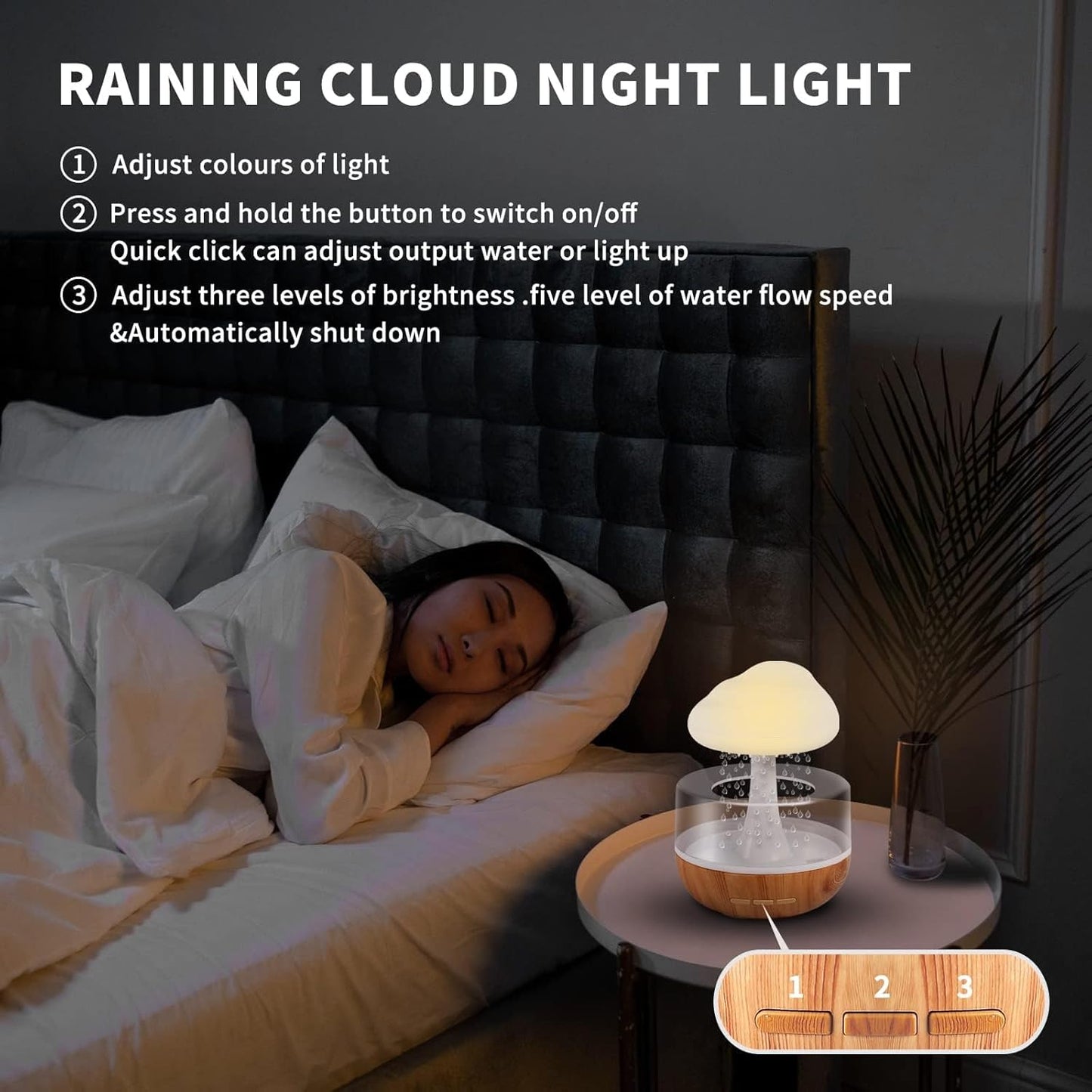 Zen Raining Cloud Night Light Essential Oil Diffuser Micro Humidifier