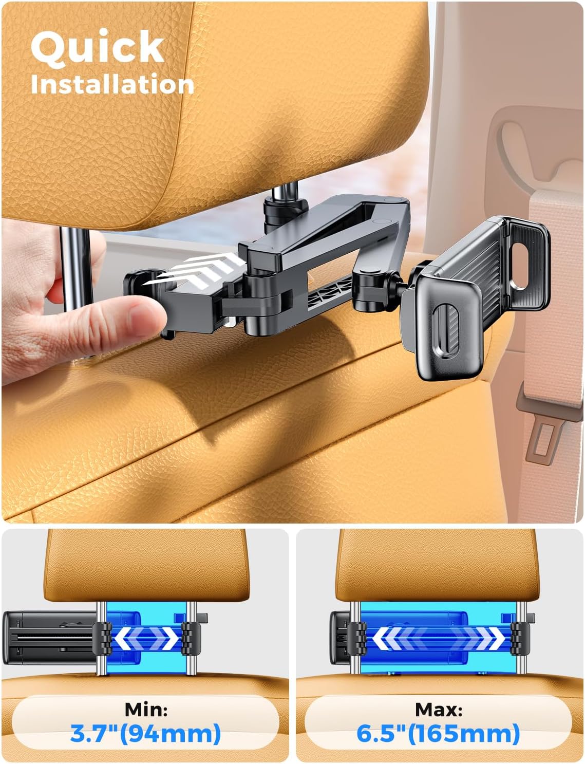 Triangular Retractable Arm Headrest Tablet Holder