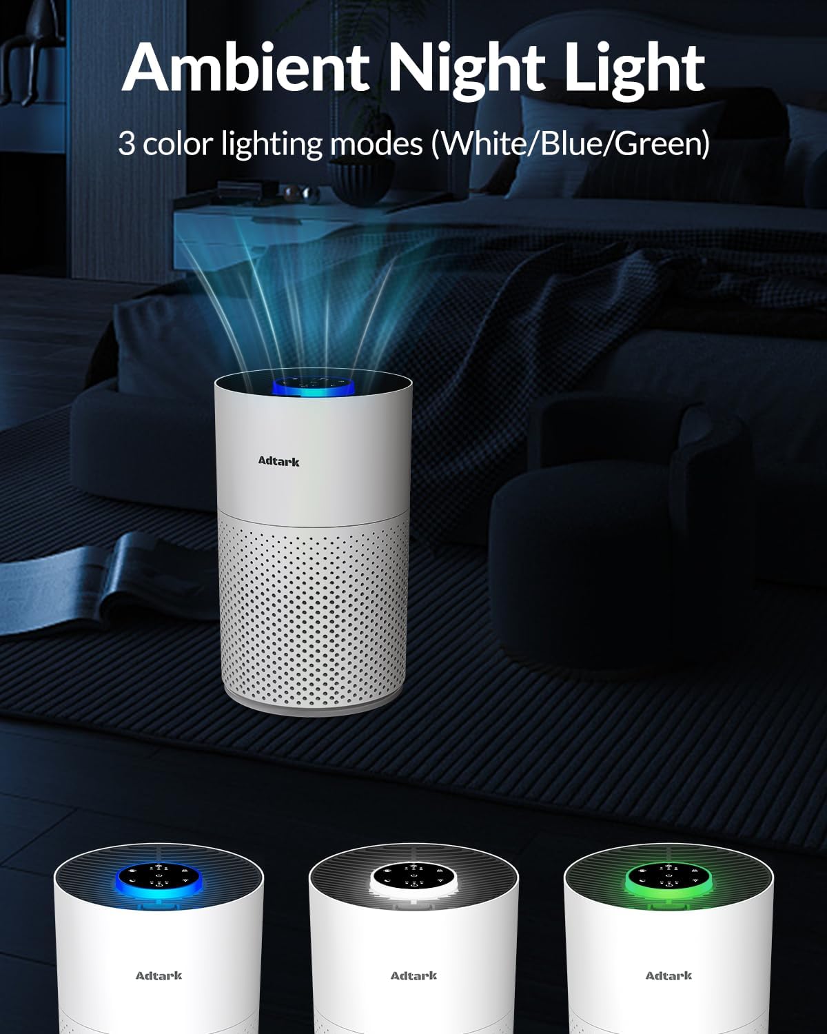 ADTARK Air Purifier with H14 True HEPA 3-in-1 Filter