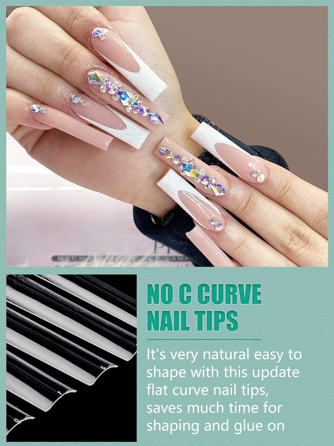 504 PCS No C Curve Clear Nail Tips for Acrylic Nails