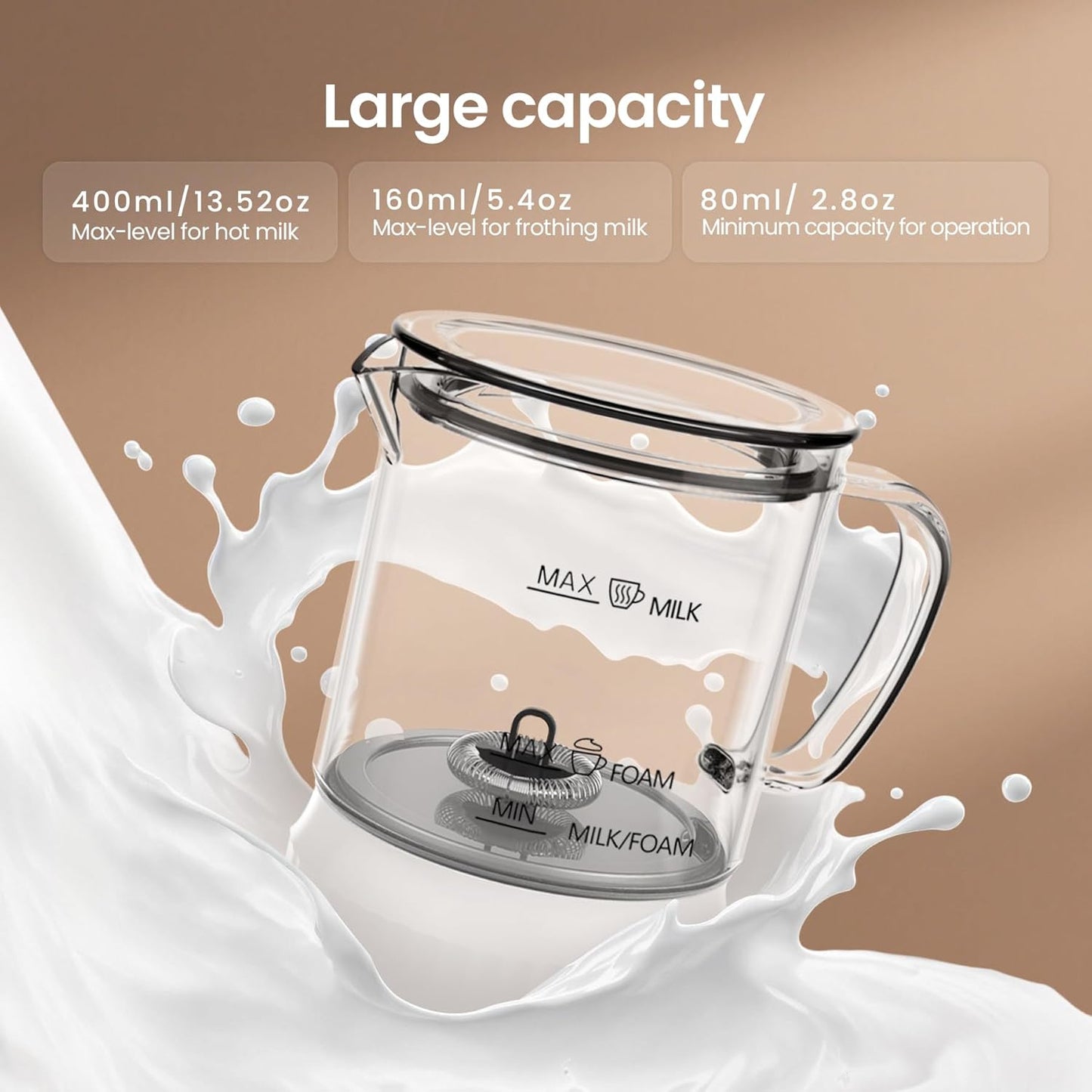 4-in-1 Electric Milk Frother and Steamer with LED Touch Screen