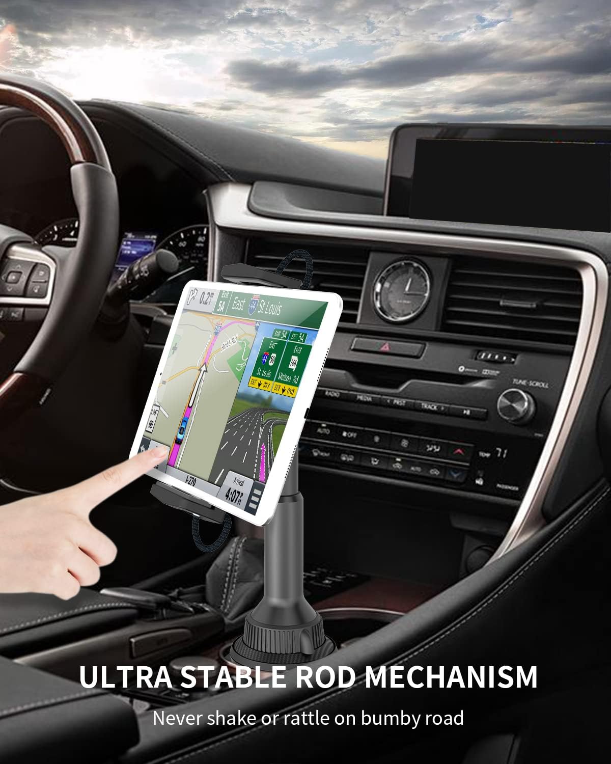 Solid Cup Holder Tablet Mount for Car