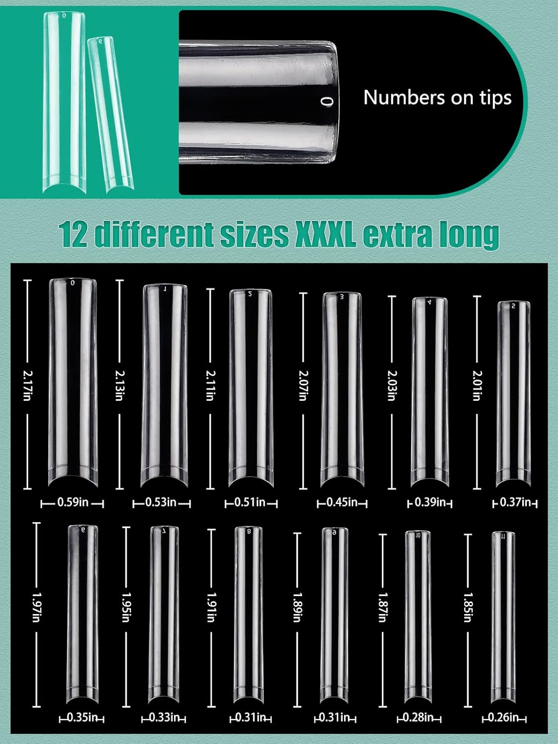 504 PCS No C Curve Clear Nail Tips for Acrylic Nails
