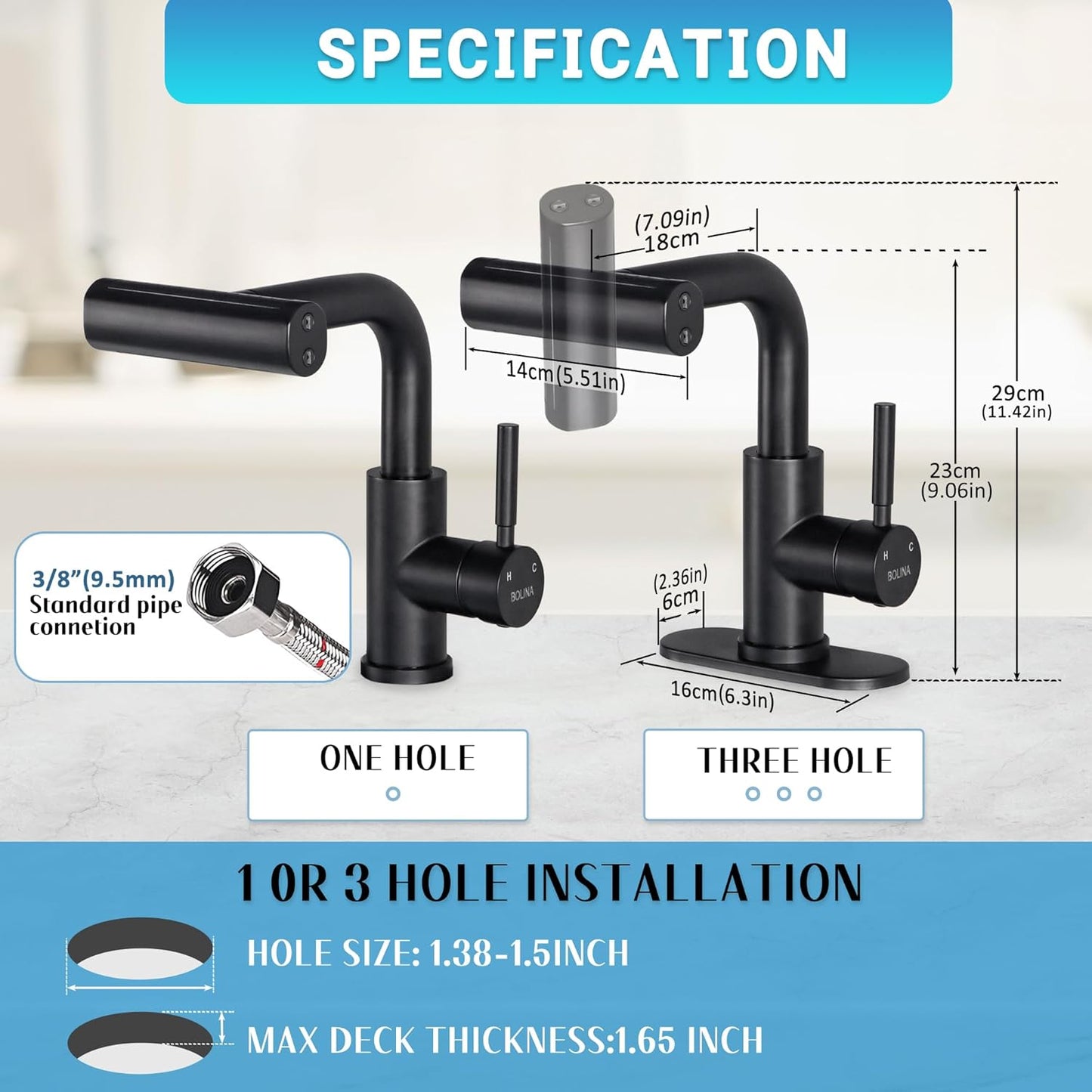 Bathroom Sink Faucet with Pull Down Sprayer, 4 Modes