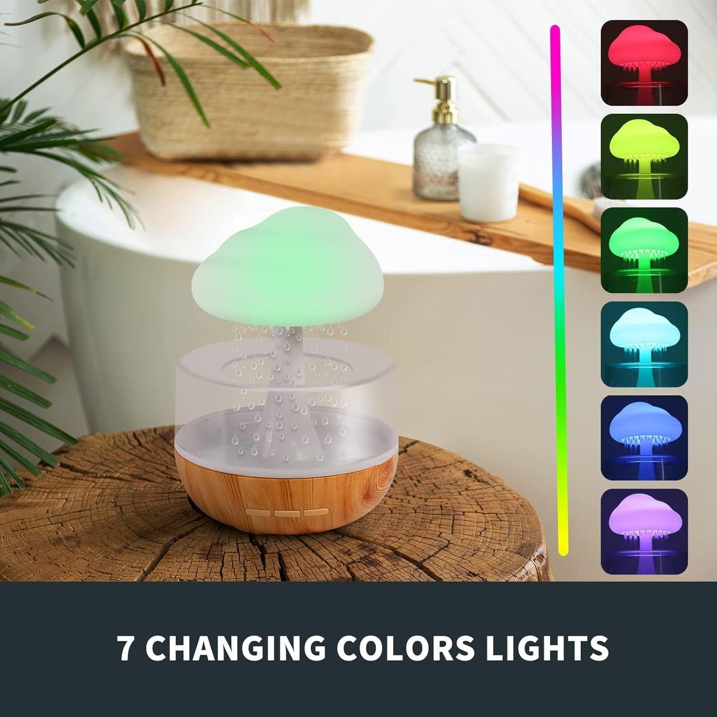 Zen Raining Cloud Night Light Essential Oil Diffuser Micro Humidifier