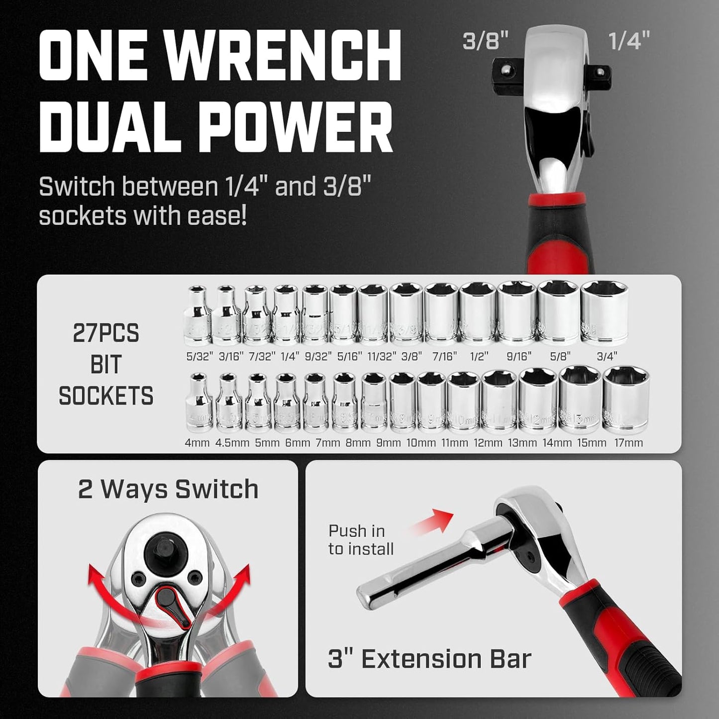 53-Piece Socket Ratchet Wrench Set
