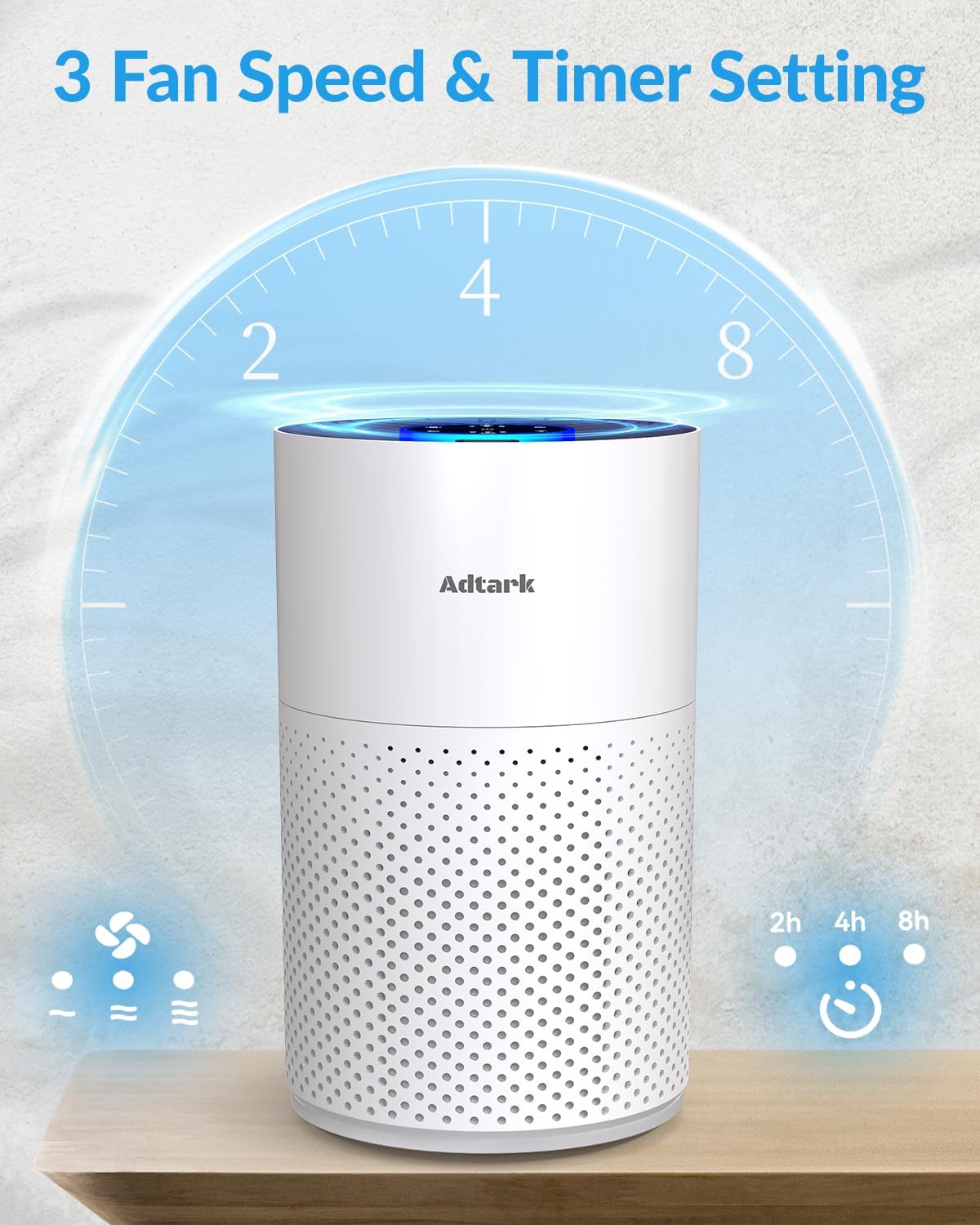 ADTARK Air Purifier with H14 True HEPA 3-in-1 Filter