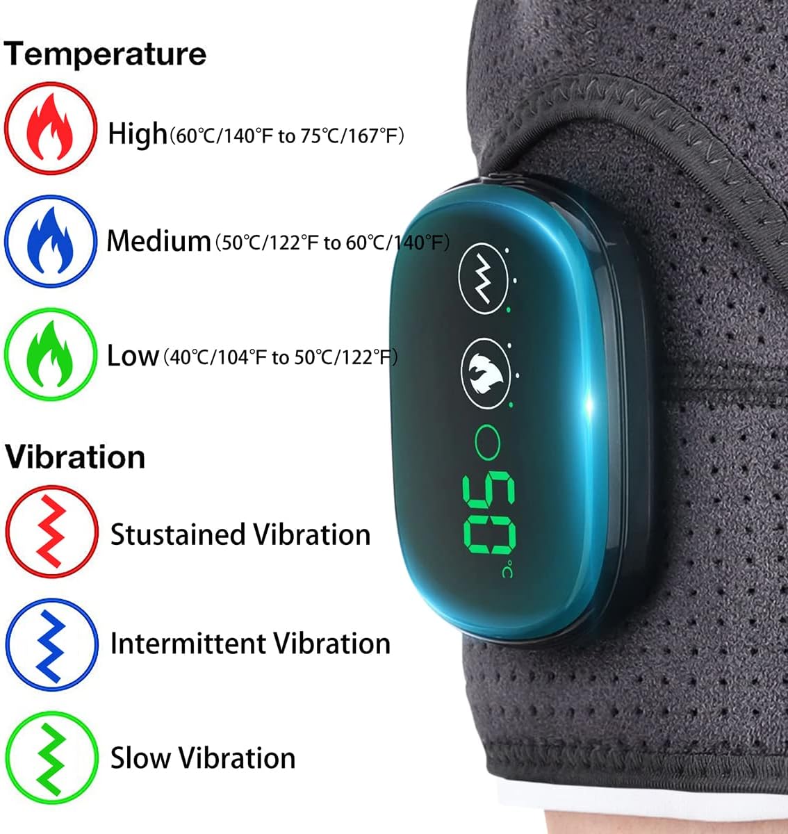 Electric Cordless Vibration Massage Heated Shoulder Brace with 3 Heating Setting