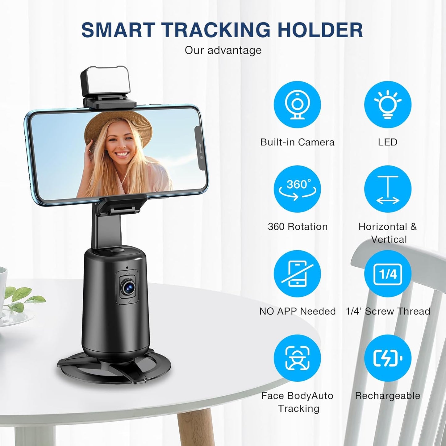 Auto Face Tracking Tripod 360° Rotating