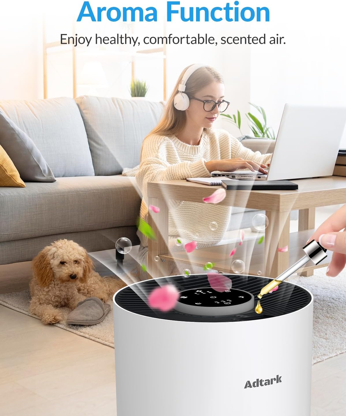 ADTARK Air Purifier with H14 True HEPA 3-in-1 Filter