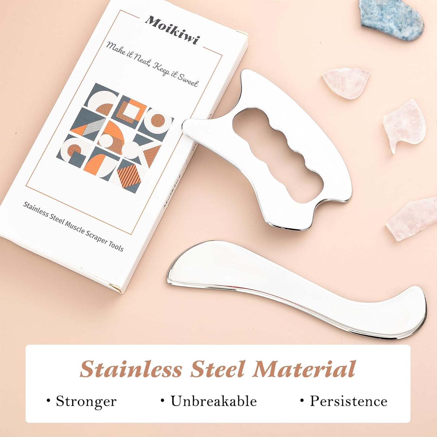 2PCS Gua Sha Tool, Stainless Steel