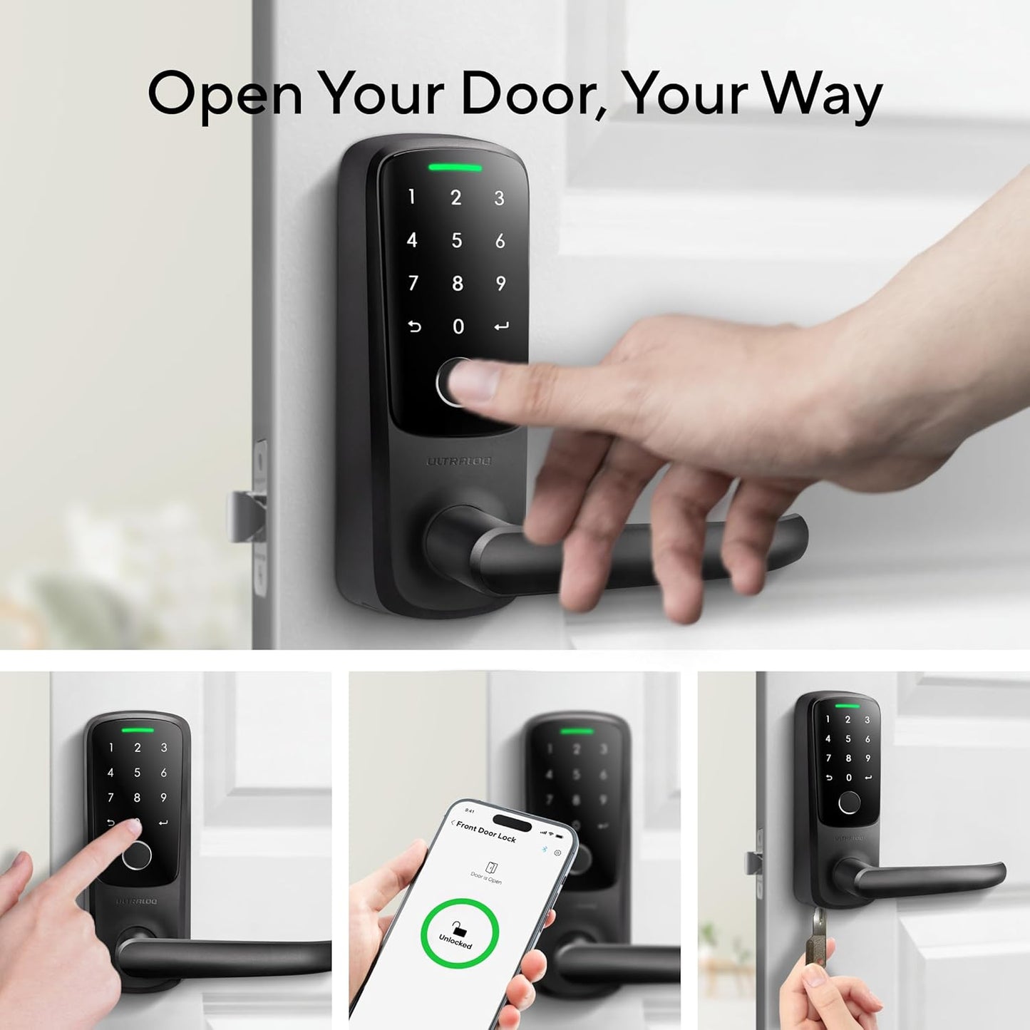 ULTRALOQ Latch 5 World's First Built-in WiFi Smart Lock with Fingerprint 5-in-1 Keyless Entry Door Lock