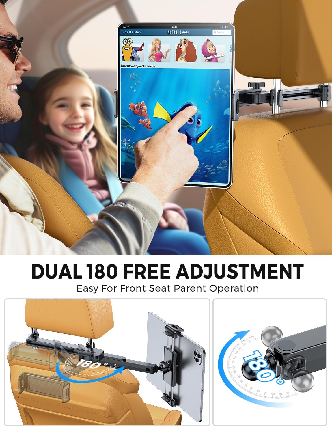 Triangular Retractable Arm Headrest Tablet Holder