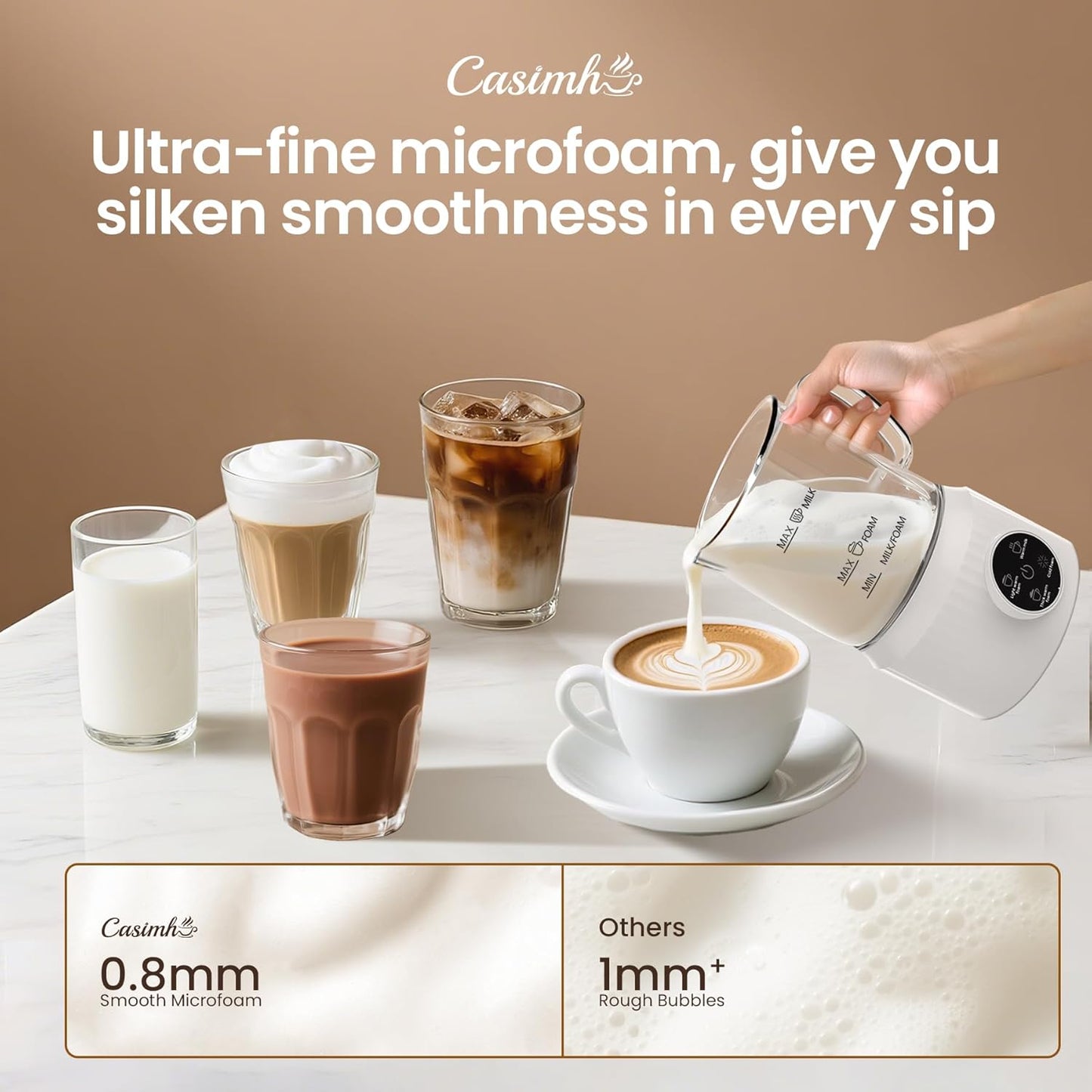 4-in-1 Electric Milk Frother and Steamer with LED Touch Screen