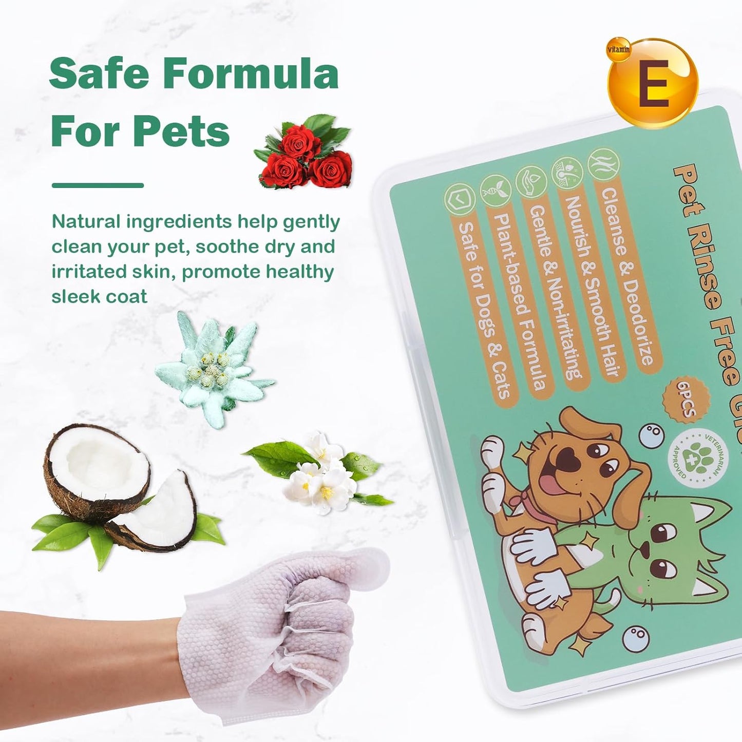 CuteBone Pet Glove Wipes - Dual-Sided Grooming Gloves with Wipes