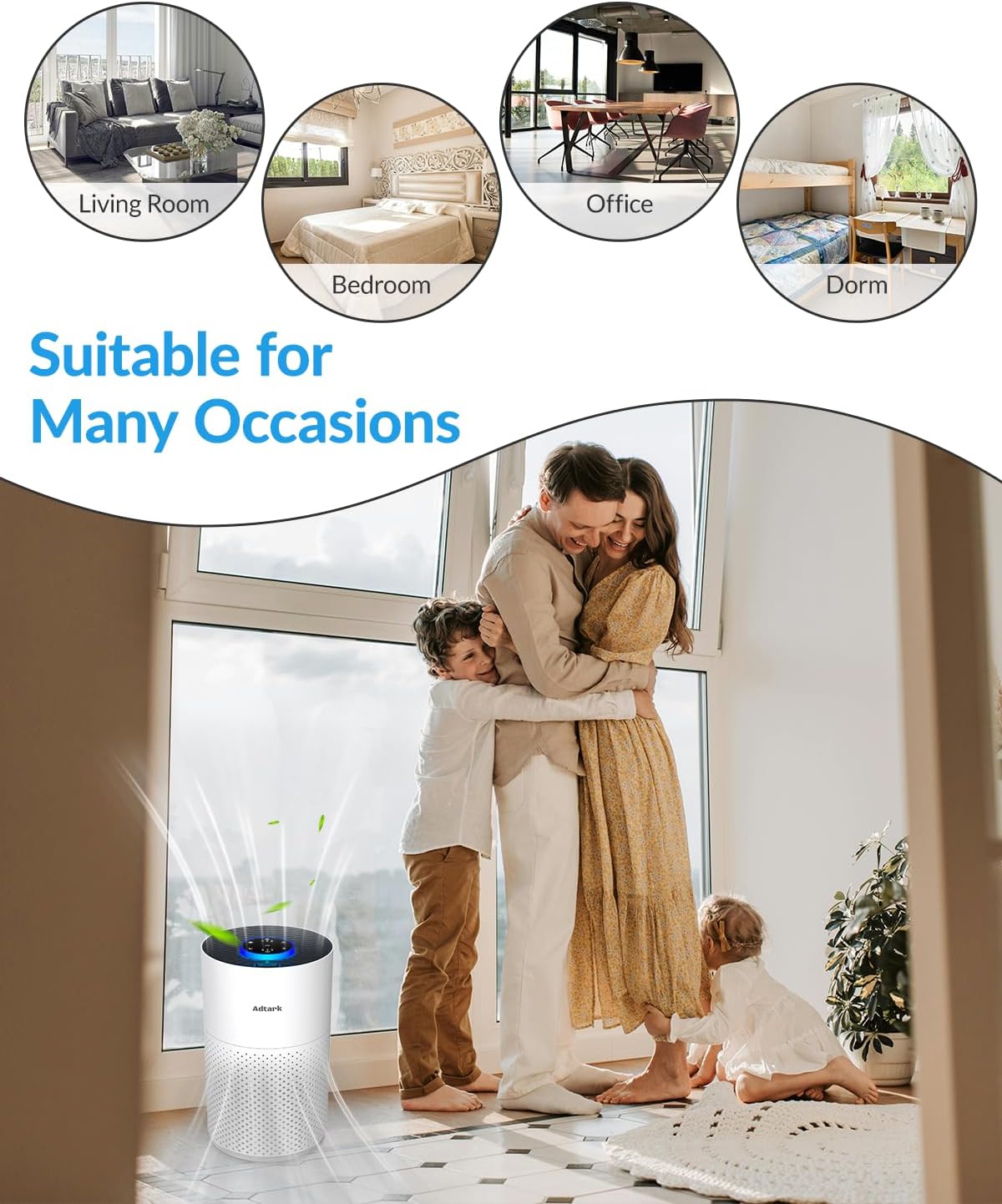 ADTARK Air Purifier with H14 True HEPA 3-in-1 Filter
