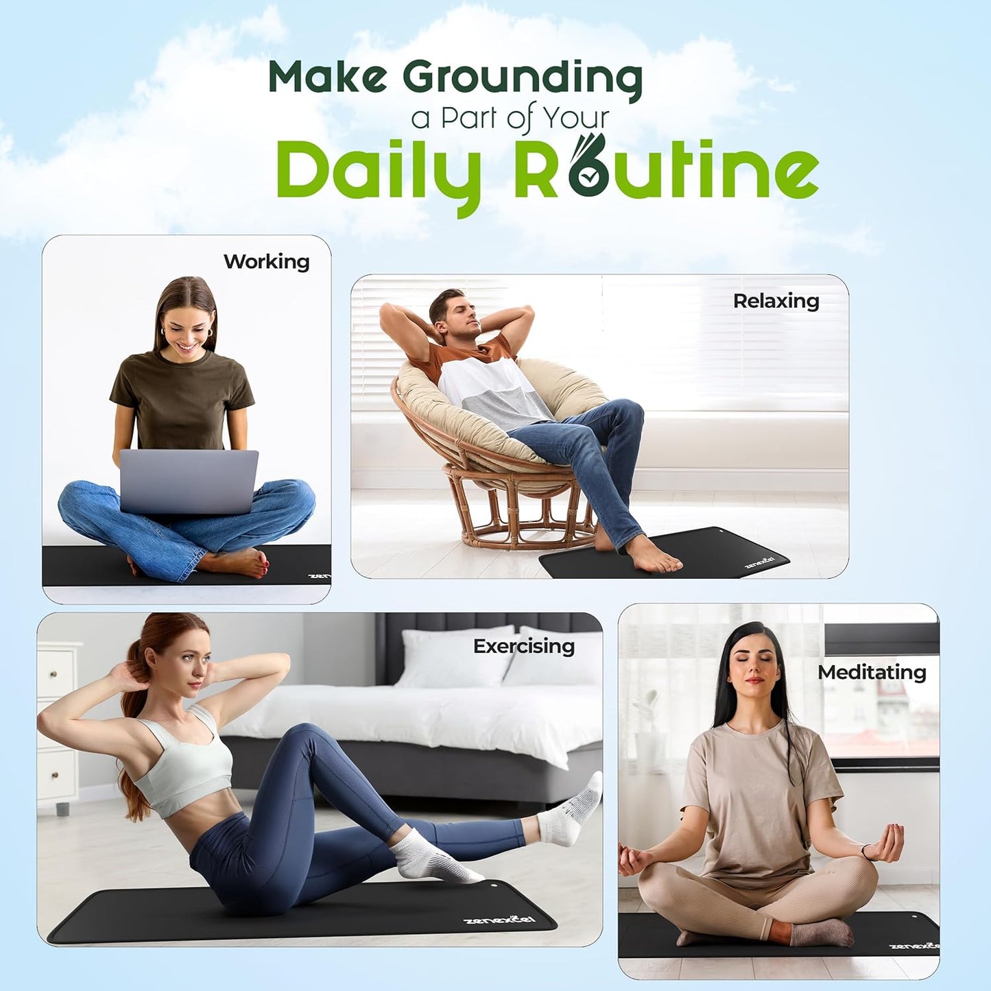 Zenexcel Grounding Mat for Feet w/ 15ft Grounding Cord