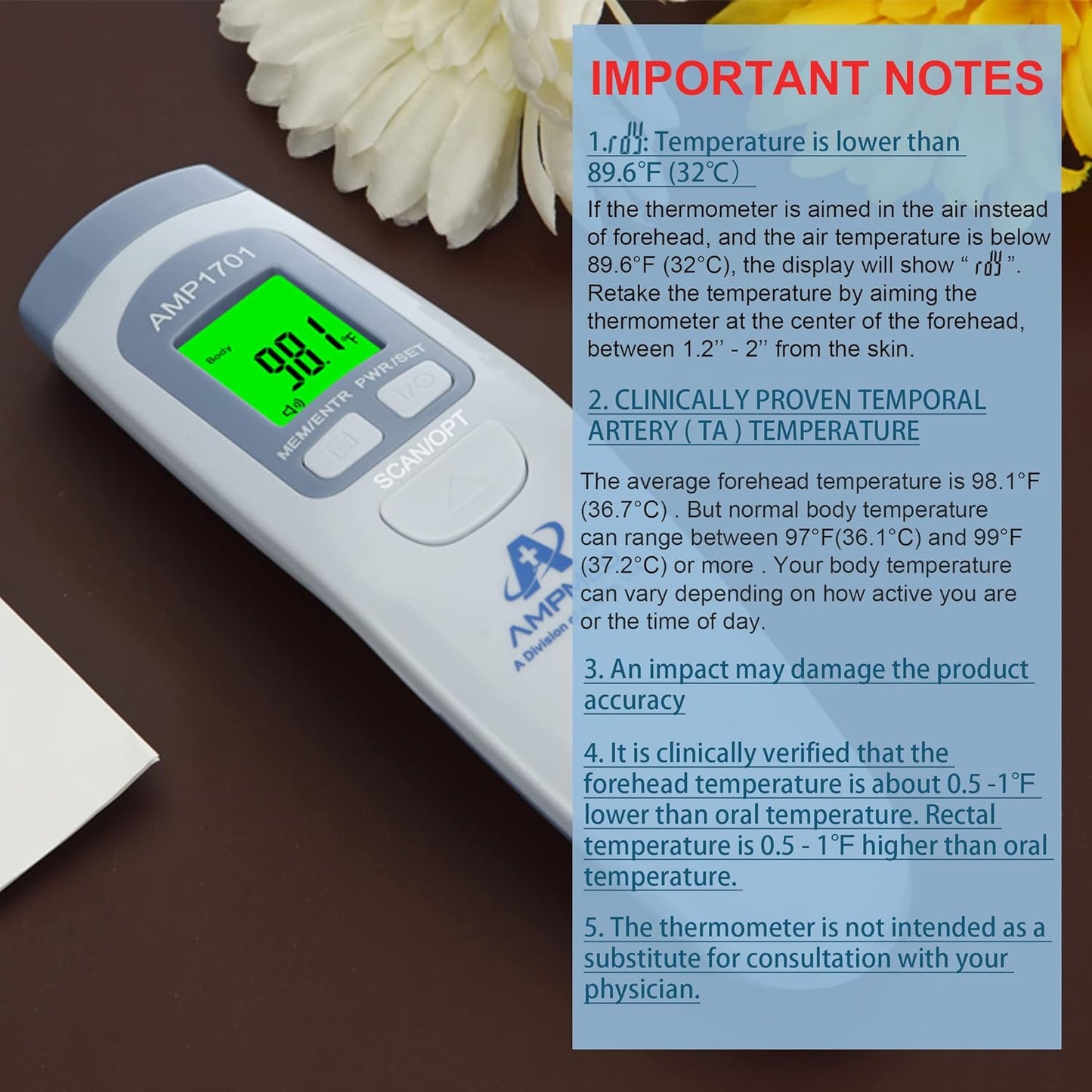 Amplim Medical Grade Non-Contact Digital Infrared Forehead Thermometer
