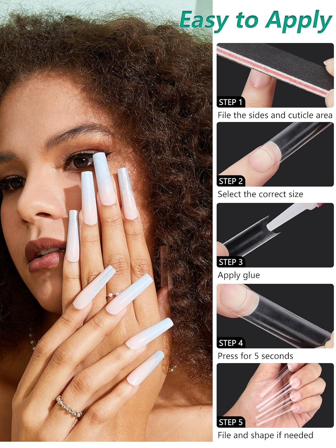 504 PCS No C Curve Clear Nail Tips for Acrylic Nails