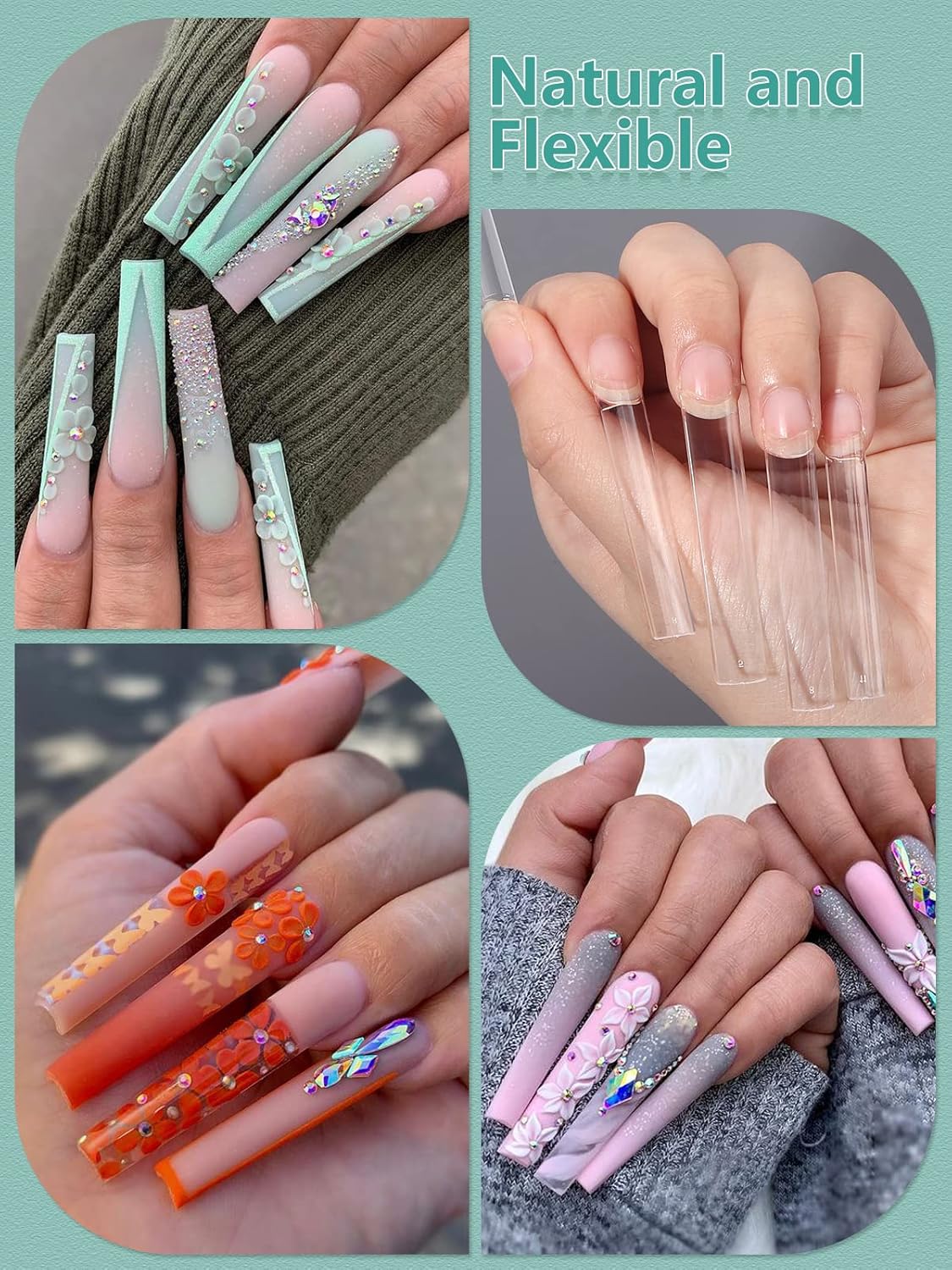504 PCS No C Curve Clear Nail Tips for Acrylic Nails