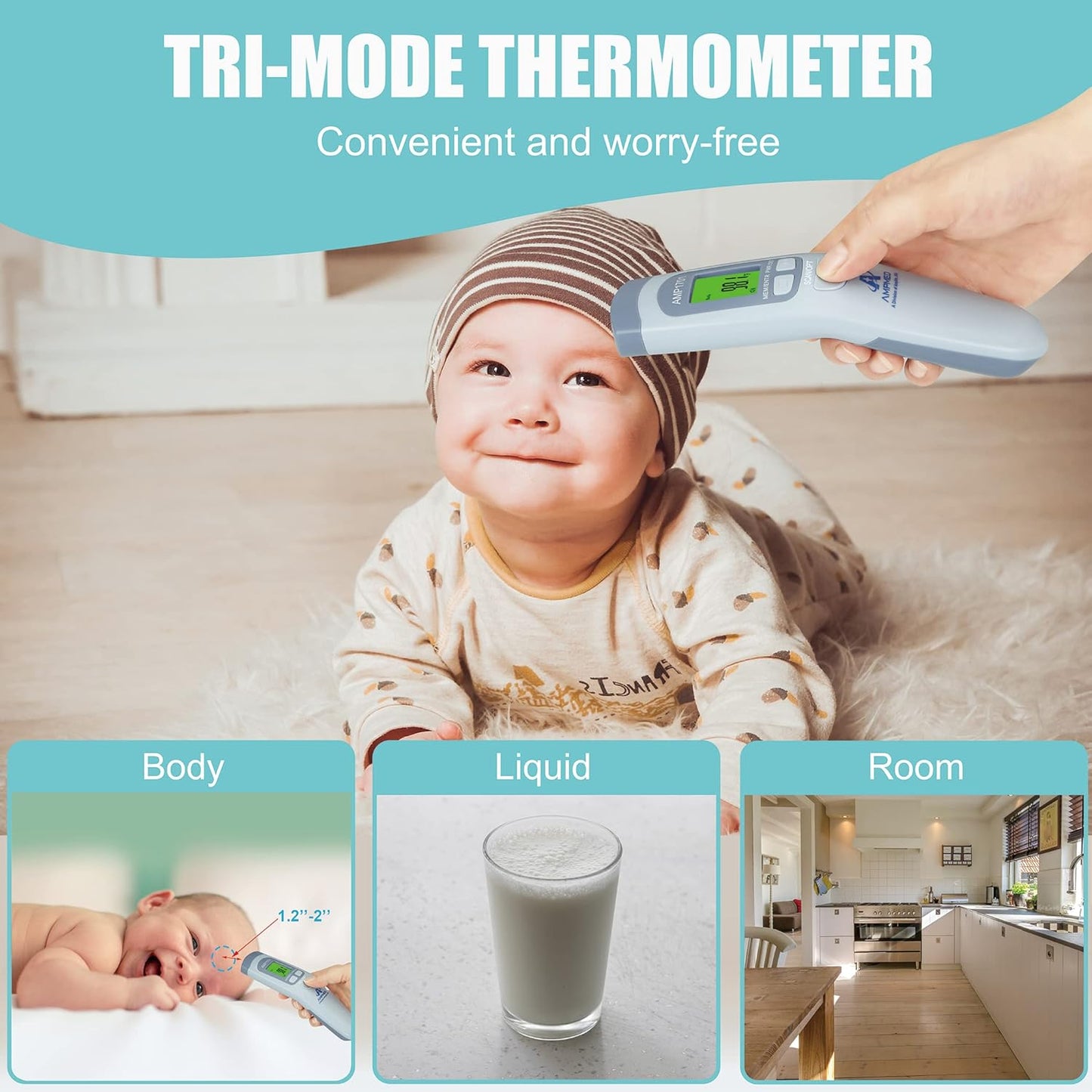 Amplim Medical Grade Non-Contact Digital Infrared Forehead Thermometer
