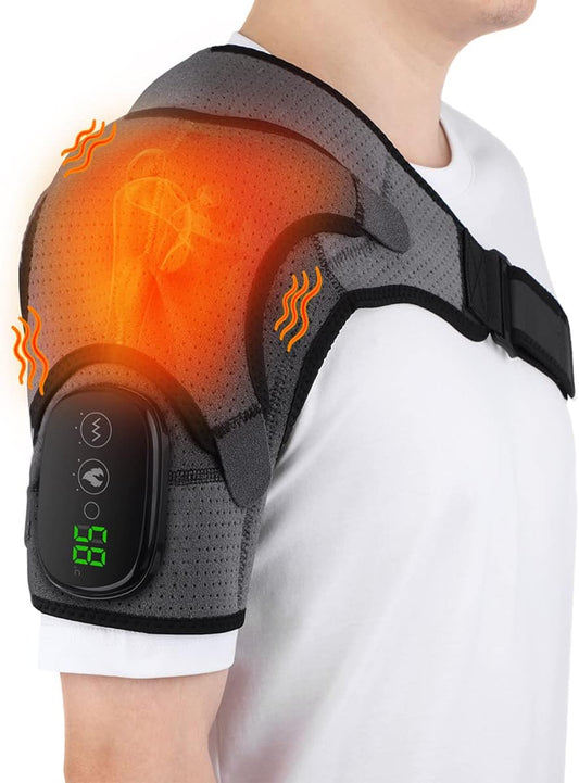 Electric Cordless Vibration Massage Heated Shoulder Brace with 3 Heating Setting