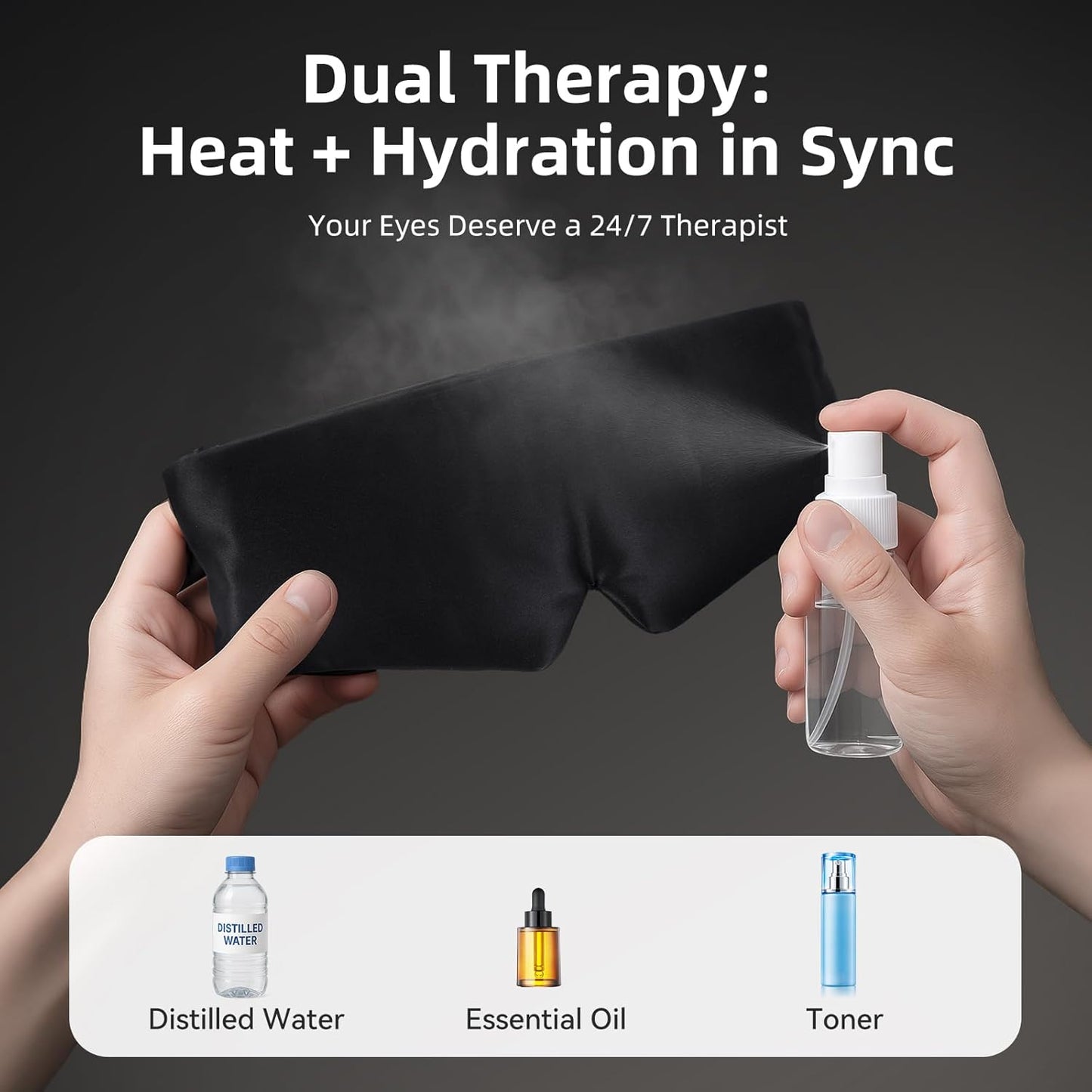 Heated Eye Masks for Dry Eyes, Cordless Silk Eye Mask, Warm Eye Compress for Dry Eyes