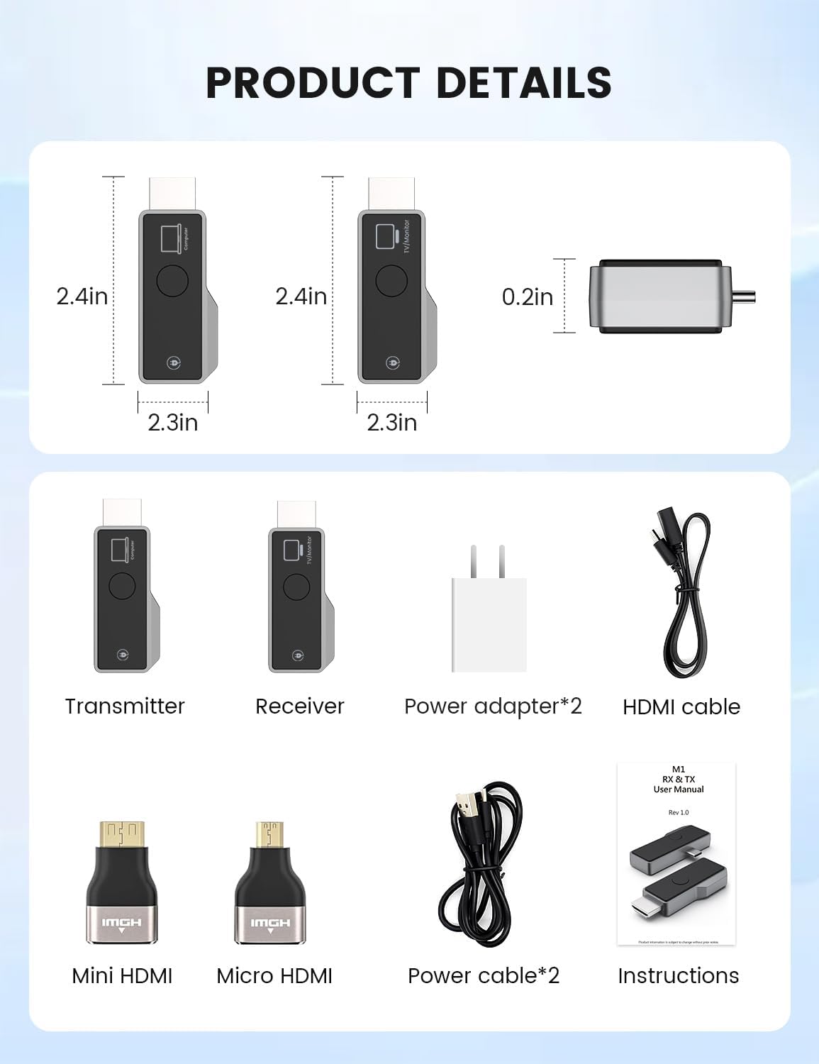 Wireless HDMI Transmitter and Receiver-Plug & Play