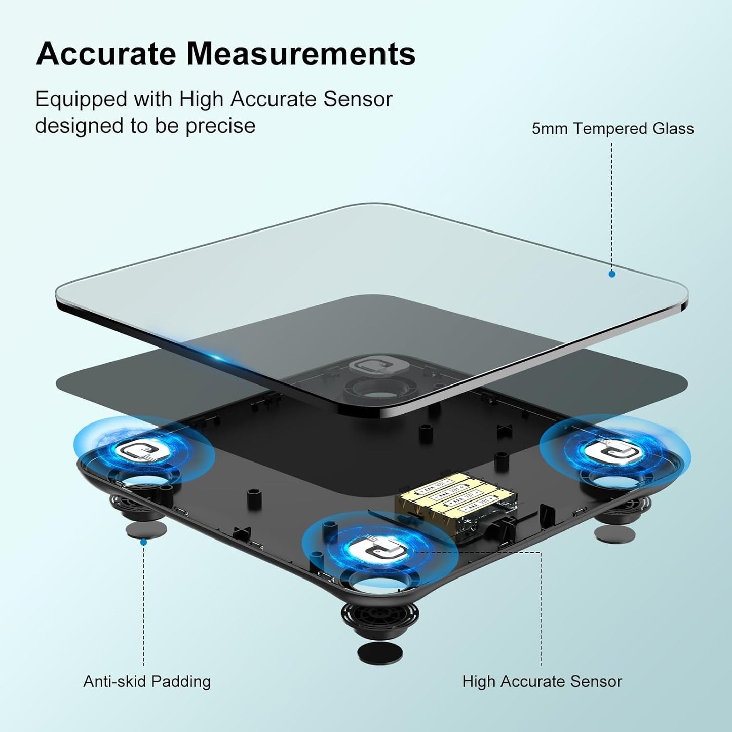 Smart Body Scale Digital with APP for Body Fat, BMI, Muscle Mass, BMR, Protein, Batteries Included