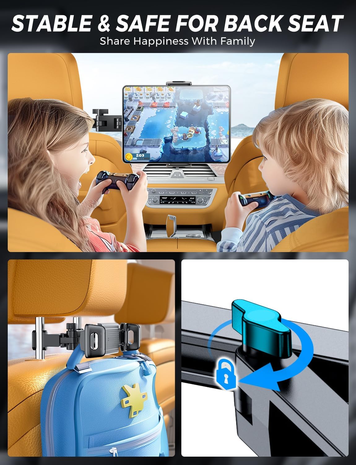 Triangular Retractable Arm Headrest Tablet Holder