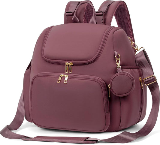 Diaper Bag Backpack Insulated Pockets, Changing Pad, Stowable Shoulder Strap