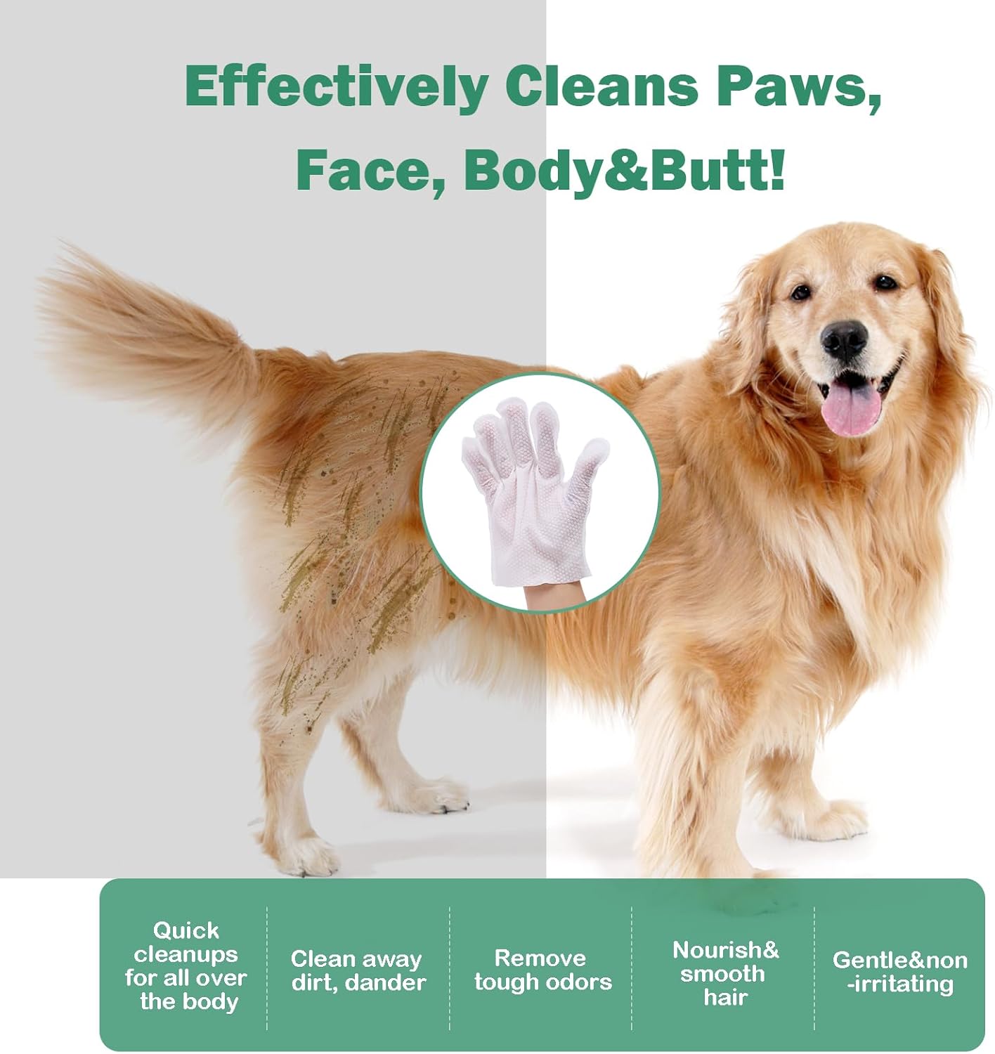 CuteBone Pet Glove Wipes - Dual-Sided Grooming Gloves with Wipes