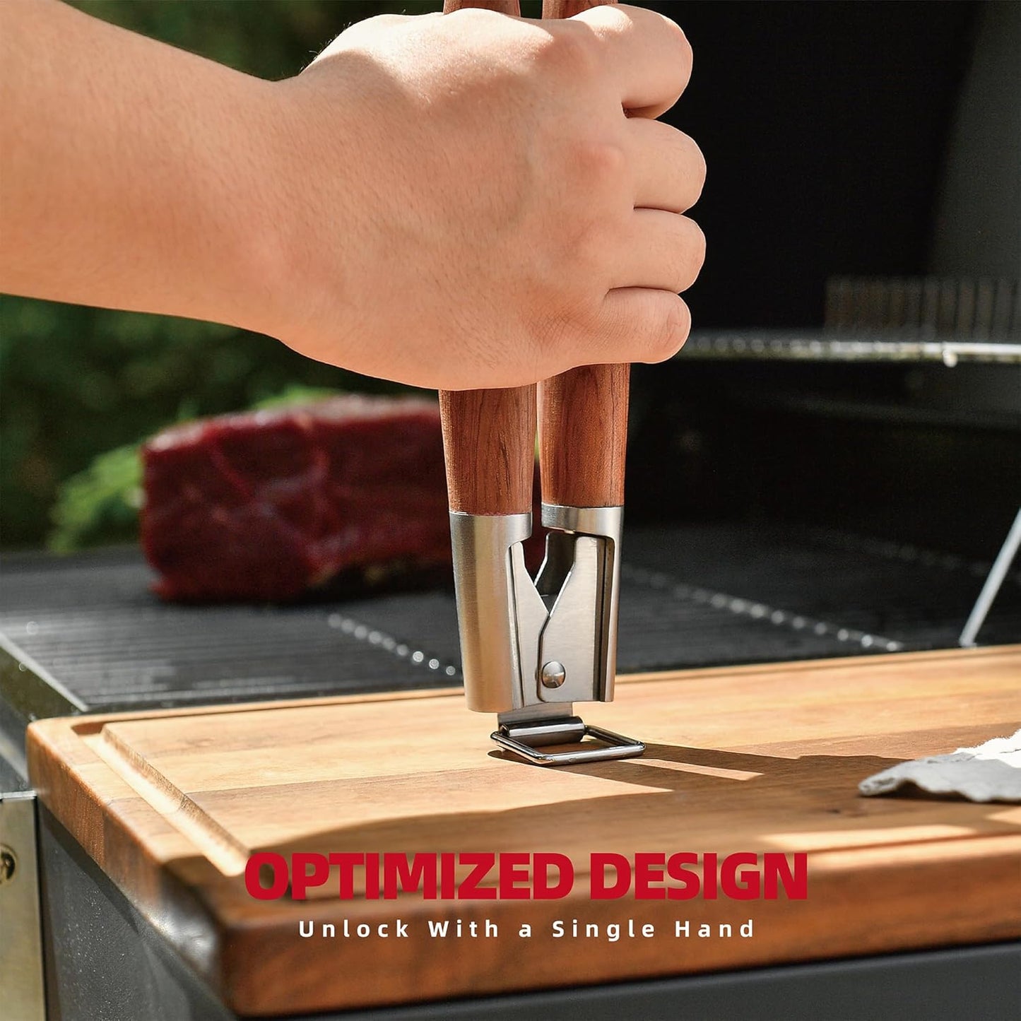 Heavy-Duty Rose Wooden BBQ Grilling Tools Set