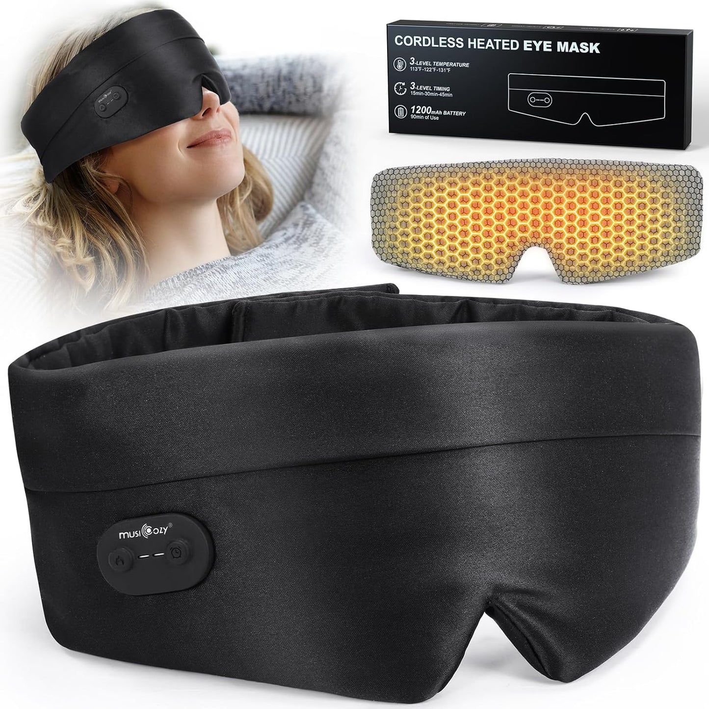 Heated Eye Masks for Dry Eyes, Cordless Silk Eye Mask, Warm Eye Compress for Dry Eyes