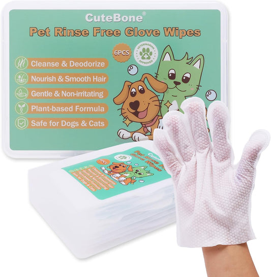 CuteBone Pet Glove Wipes - Dual-Sided Grooming Gloves with Wipes