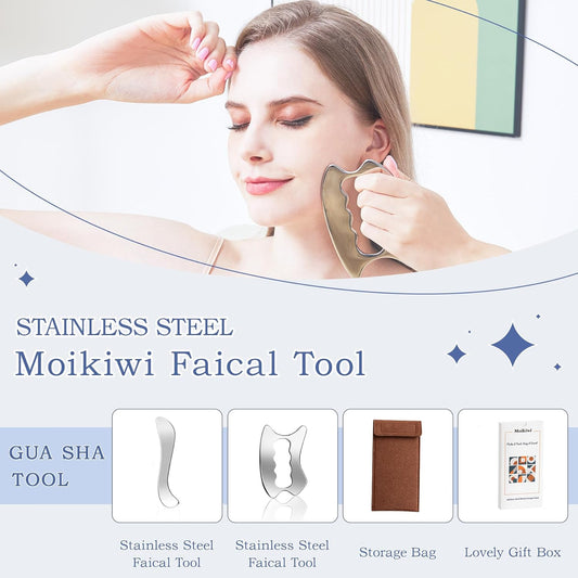 2PCS Gua Sha Tool, Stainless Steel