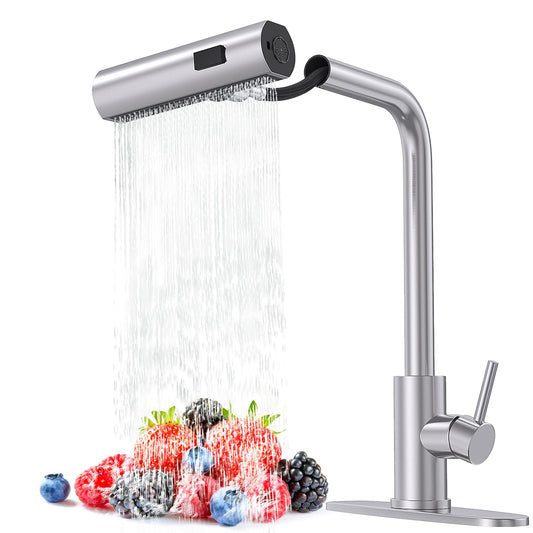 Modern Stainless Steel Kitchen Faucet with Pull-Down Sprayer – Touch-On Convenience & Premium Durability