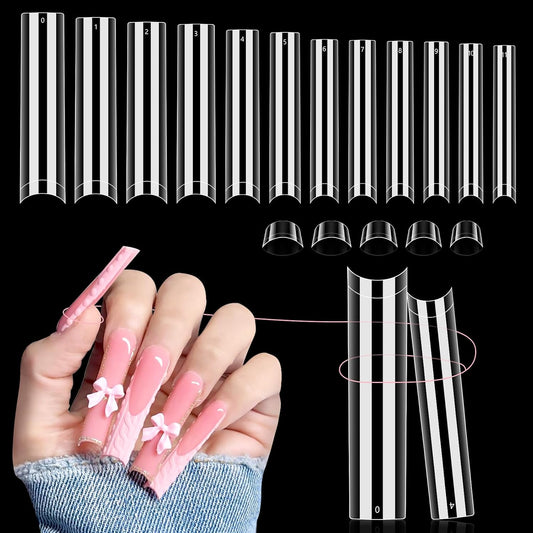 504 PCS No C Curve Clear Nail Tips for Acrylic Nails