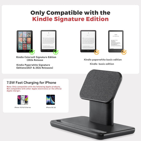 CoBak Wireless Charger Stand Compatible with iPhone & Kindle Colorsoft Signature Edition